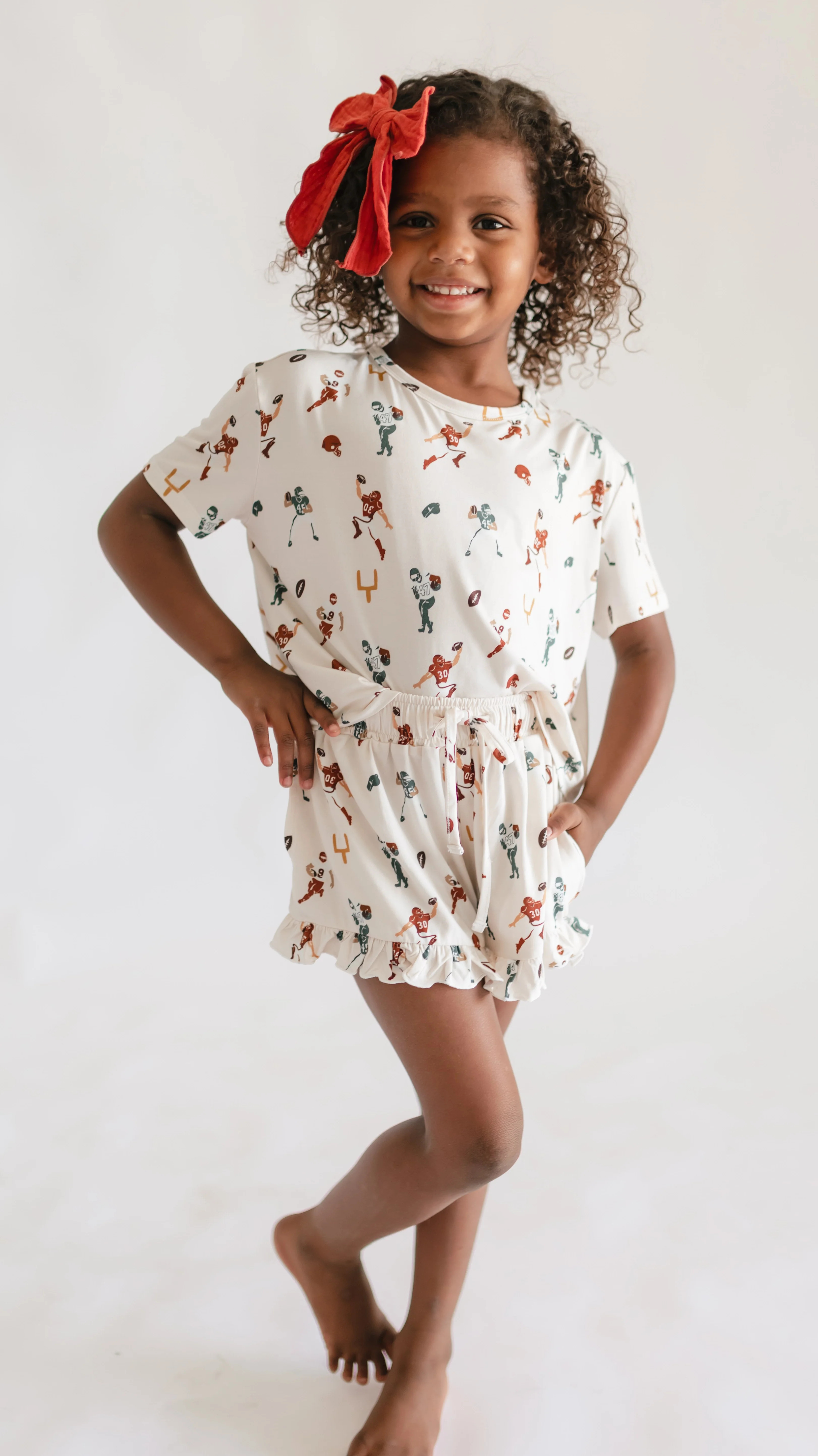 Girls Ruffle Set in Football | Silks Design