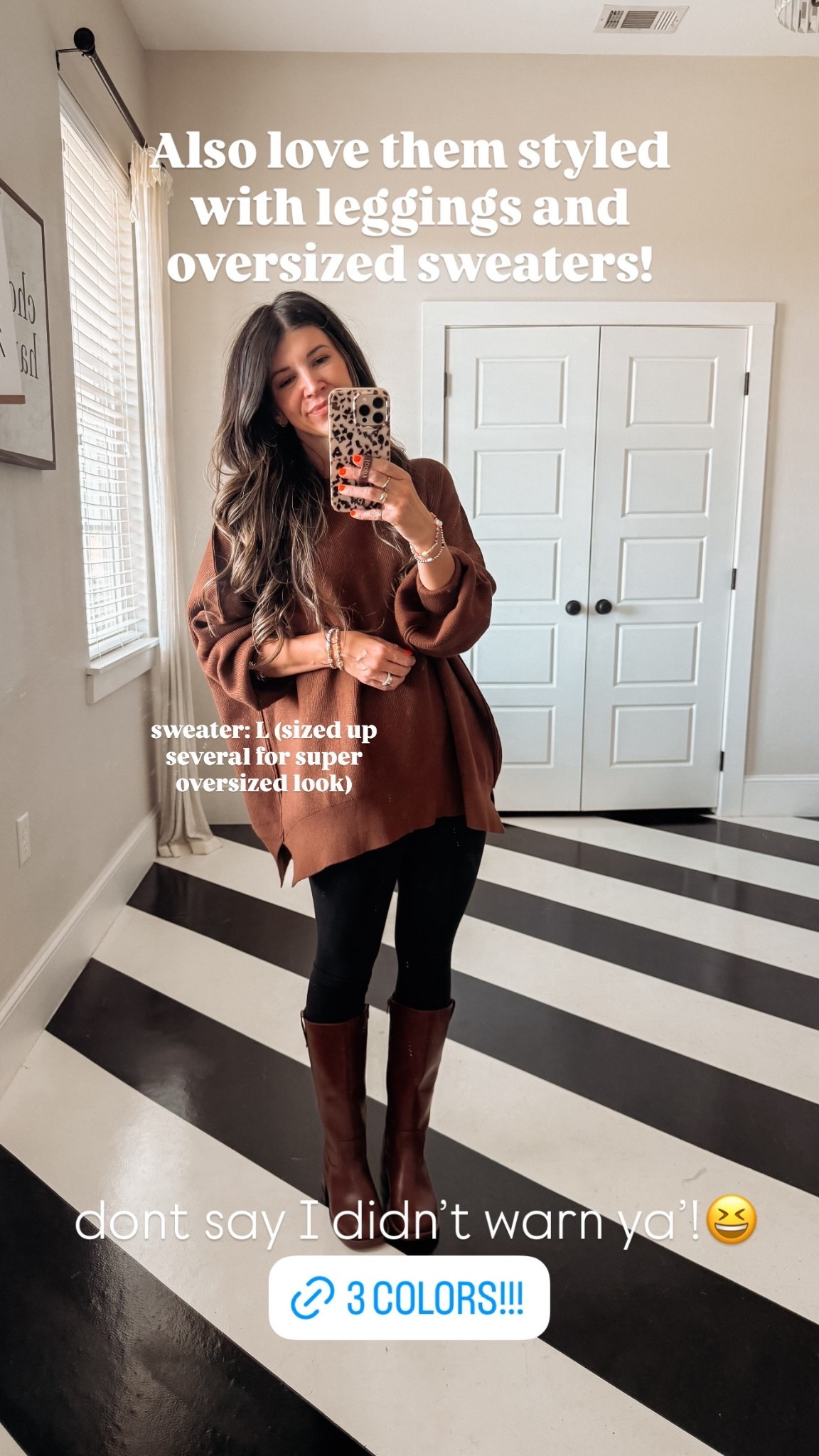 sweater: L (sized up several for super oversized look) Also love them styled 
with leggings and oversized sweaters! dont say I didn’t warn ya’ if the boots sell out! 😆

#LTKmomlife #LTKOver40 #LTKSeasonal