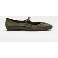 M&S Satin Flat Mary Jane Ballet Pump Olive | Marks & Spencer (UK)