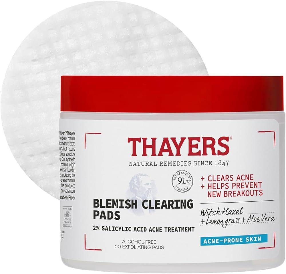 Thayers Blemish Clearing Acne Pads, Salicylic Acid Acne Treatment for Face, Pore Reducing, Exfoli... | Amazon (US)