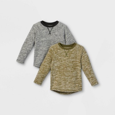 Toddler Boys' 2pk Sweater Knit Long Sleeve T-Shirt - Cat & Jack™ Gray/Olive Green | Target