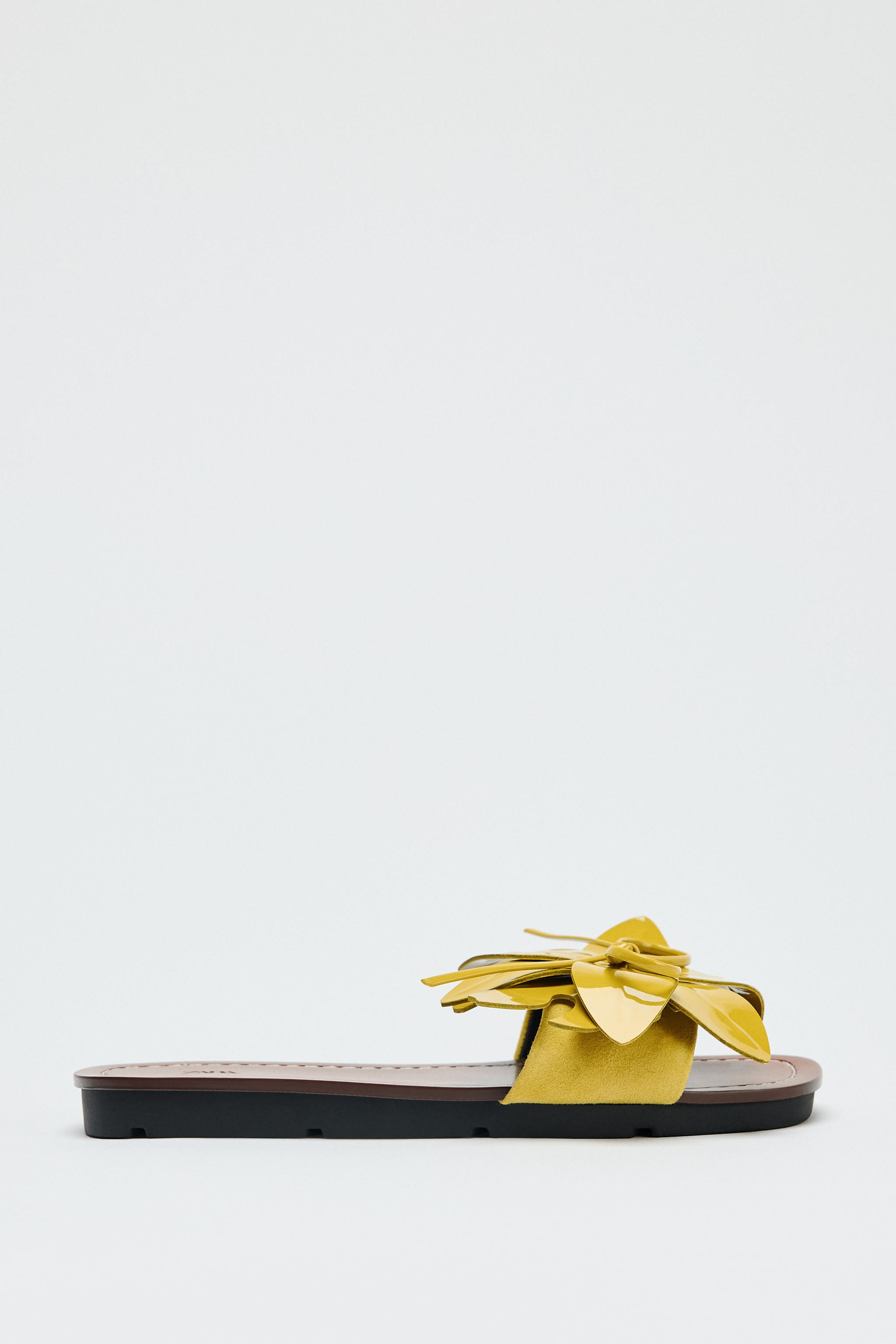LEATHER FLORAL SANDALS | Zara US