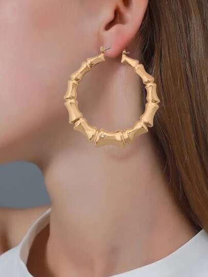 Bamboo Joint Hoop Earrings | SHEIN