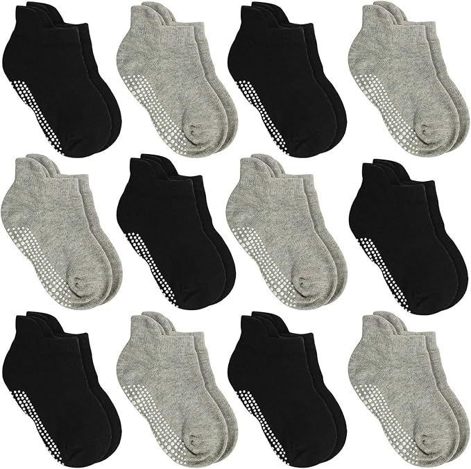 Aminson Anti Slip Non Skid Ankle Socks With Grips for Baby Toddler Kids Boys Girls | Amazon (US)