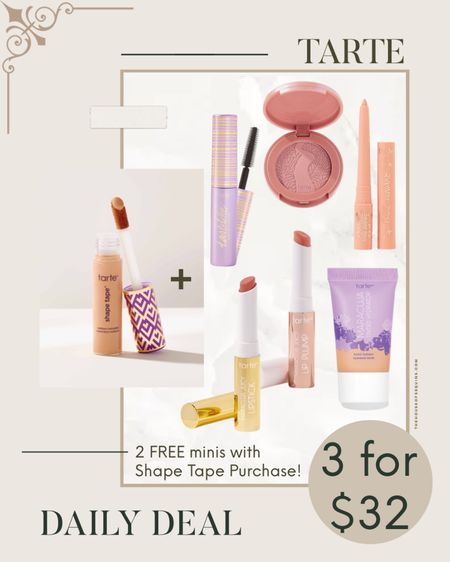 Shop Tarte 3 for $32 Sale! 2 Free mini’s with purchase of full size Shape Tape