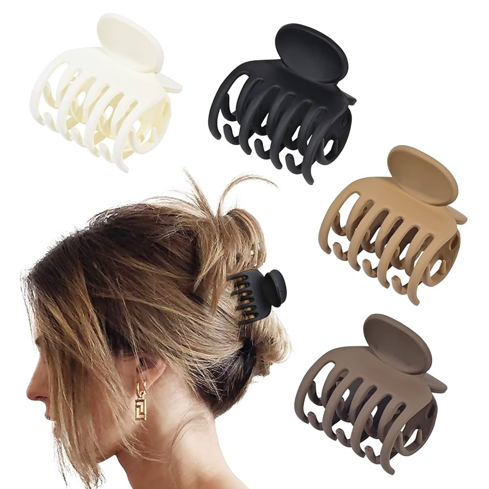 DEEKA Double Row Teeth Hair Clips Small Claw Clips for Thin Hair 4 Pack 1.6" Medium Matte Non-sli... | Amazon (US)