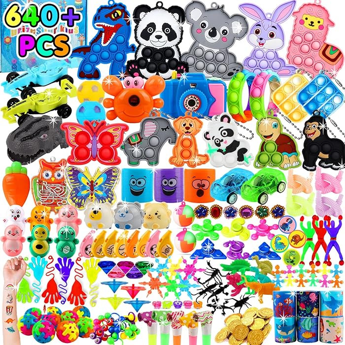 Kiss Monkey 640 PCS Prize Treasure Box Toys for Classroom, Party Favors for Kids 8-12, Fidget Toy... | Amazon (US)