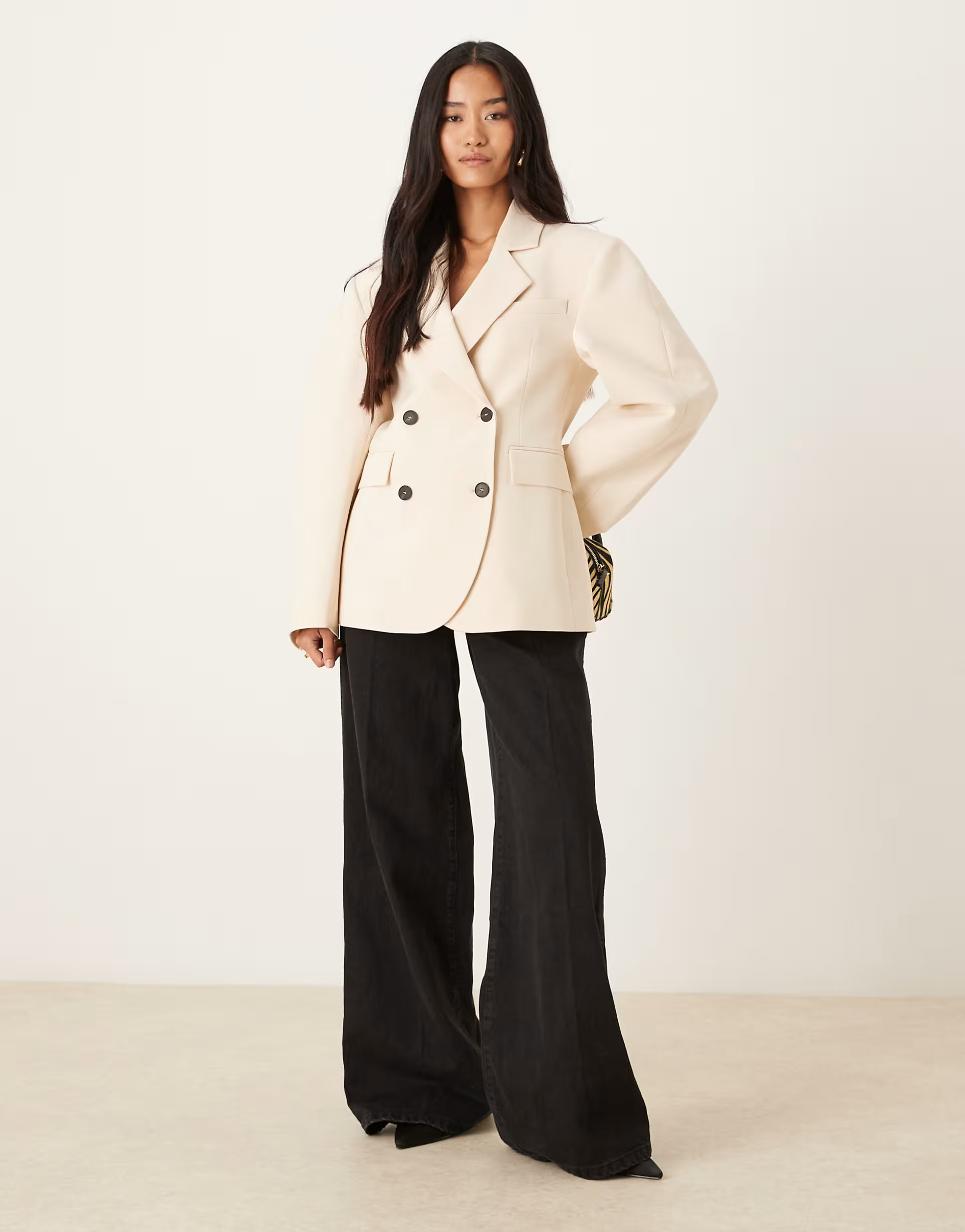 ASOS DESIGN tailored cocoon sleeve double breasted blazer in sand | ASOS | ASOS (Global)
