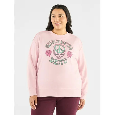 Terra & Sky Women s Plus Size Grateful Dead Peace Roses Graphic Sweatshirt with Long Sleeves Sizes 0X-4X | Walmart (US)