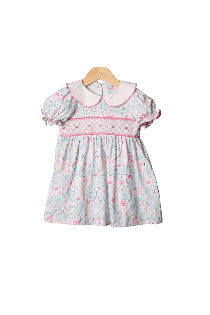 Smocked Pastel Bunny Heirloom Dress | The Smocked Flamingo