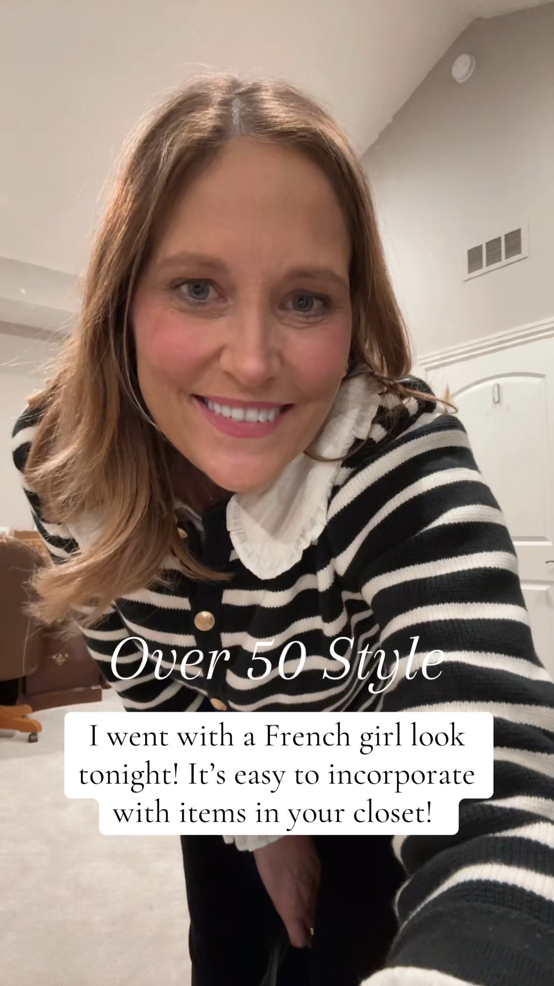 Here’s how to incorporate stripes, cardigans, and feminine collars for a French girl look:

1. Striped Breton 
   •   Wear a classic striped Breton top (navy or black stripes on white).
   •   Pair it with cropped jeans, pants or tailored trousers for an effortless, Parisian vibe.

2. Cardigan Layering
   •   Add a fitted cardigan over the striped top or wear it as a standalone piece, slightly unbuttoned.
   •   Choose a feminine silhouette for a soft, feminine touch.

3. Collar Accent
   •   Opt for a blouse with a Peter Pan  or ruffled collar under your cardigan.
   •   Let the collar peek out for a playful yet chic detail, balancing elegance with charm.

Complete the look with ballet flats or loafers, or ankle boots and maybe a small leather bag!
🔗Head to our link in bio for links!!  



#LTKWatchNow #LTKStyleTip #LTKFindsUnder50