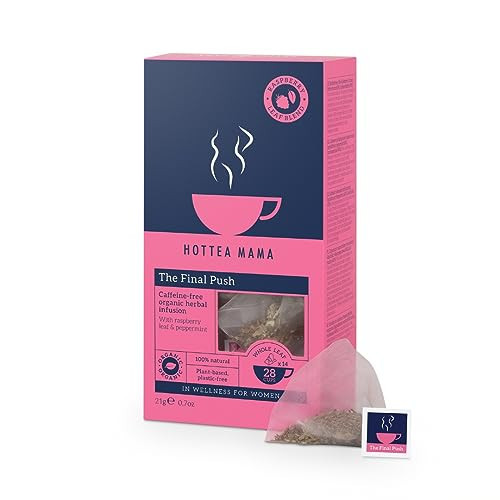 HOTTEA MAMA | The Final Push | Organic Raspberry and Peppermint Pregnancy Tea Blend | Caffeine-Free | 14 Whole-Leaf Biodegradable Tea Bags (28 Tea Cups) | Amazon (UK)