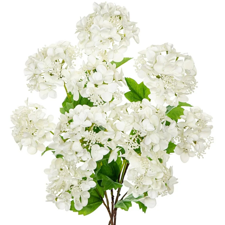 5 pcs Hydrangea Artificial Flowers 19"Real Touch 2 Flower Heads Faux Hydrangeas Realistic Silk Wh... | Walmart (US)