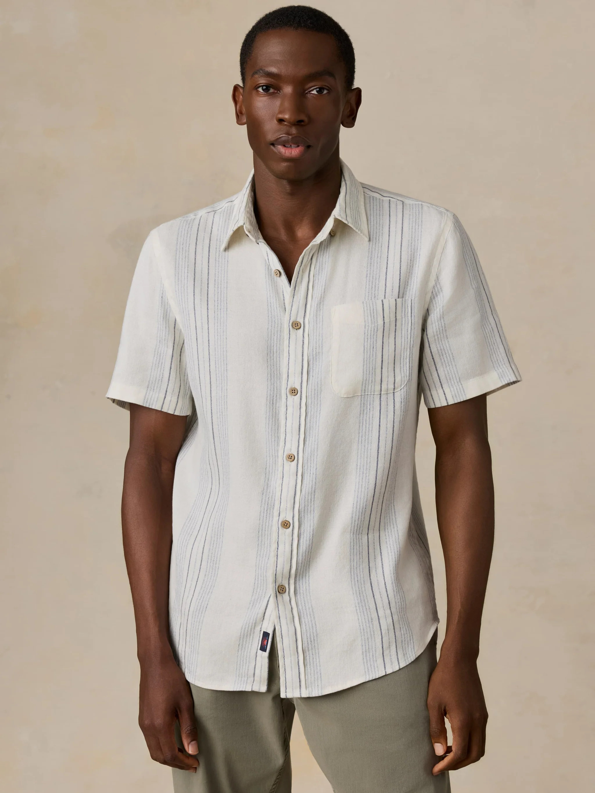 Short-Sleeve Breeze Shirt - River Shore Stripe | Faherty