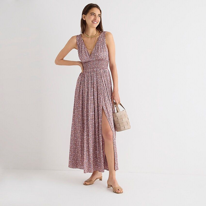 Gathered tie-back dress in mini floral | J.Crew US