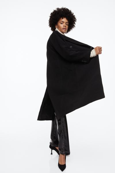 Double-breasted Coat - Black - Ladies | H&M US | H&M (US + CA)