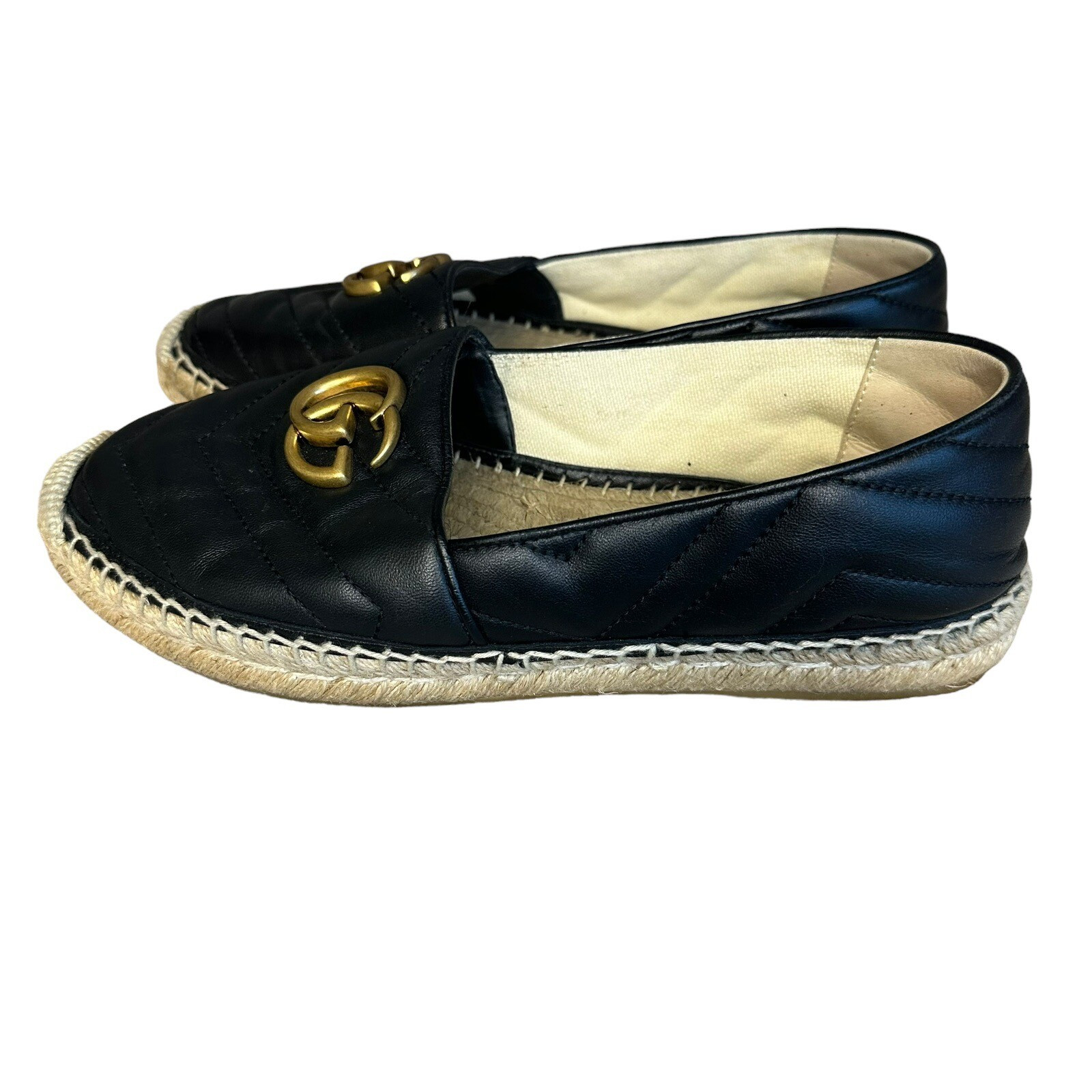 Gucci Black Leather Marmont Espadrilles EU 38 | eBay US