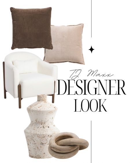 Tj Maxx I’d killing it with their designer inspired finds!! This chair is on point and so are the throw pillows for a richer look this fall!! Loving the structural vase and knot. 

#LTKSeasonal #LTKstyletip #LTKhome