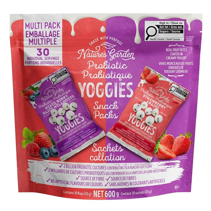 Nature's Garden Probiotic Yoggies Multi Pack, 21oz (30 x 0.7oz) | (Strawberry 15x0.7 oz + Mixed B... | Amazon (US)