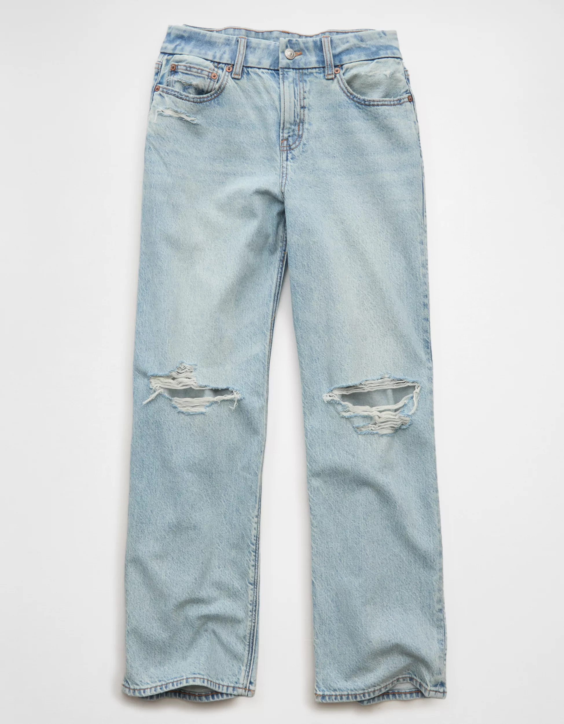 AE Strigid Curvy Ripped High-Waisted Stovepipe Jean | American Eagle Outfitters (US & CA)