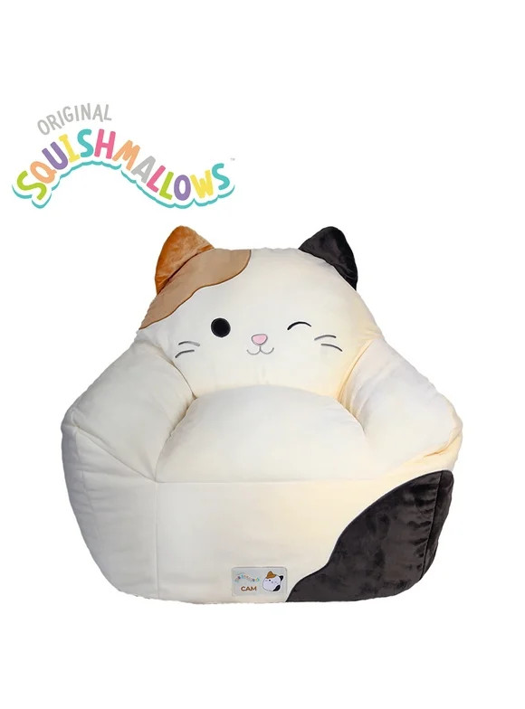 Squishmallows Official Bubba Bean Bag Chair - 30 in Wide Kids Squishy Soft Chair, Purple/White | Walmart (US)
