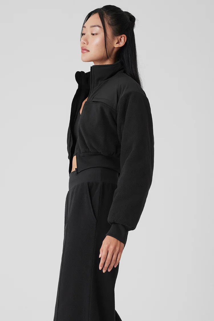 Polar Fleece Cropped Wintry Mix Jacket - Black | Alo Yoga (US)