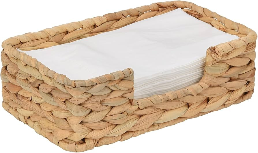 StorageWorks Water Hyacinth Napkin Holder, Wicker Baskets and Serving Tray for Kitchen, Rattan Na... | Amazon (US)