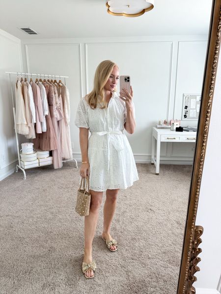 How sweet is this little white dress from Target?! I love the eyelet detail! Runs tts, I’m wearing size small! I paired it with this cute bucket purse from Target as well! This outfit is perfect for spring or summer! 

#LTKSeasonal #LTKstyletip #LTKxTarget