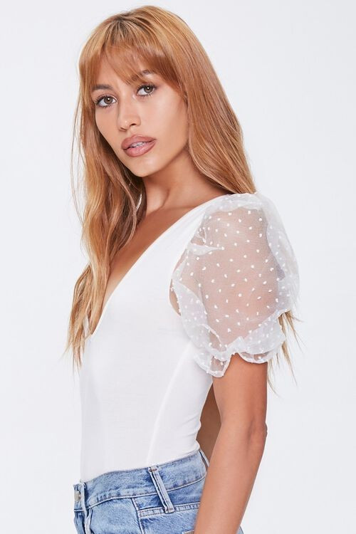 Clip Dot Puff Sleeve Bodysuit | Forever 21 (US)