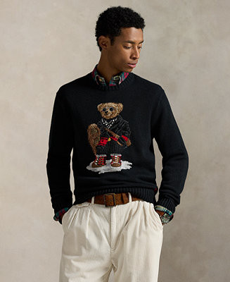 Polo Ralph Lauren Men's Bear Print Crewneck Long Sleeve Sweater - Macy's | Macy's