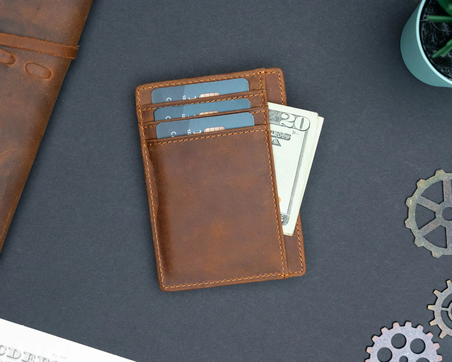 Personalized Slim Wallet, Fathers Day Gift, Minimalist Leather Card holder | Etsy (US)