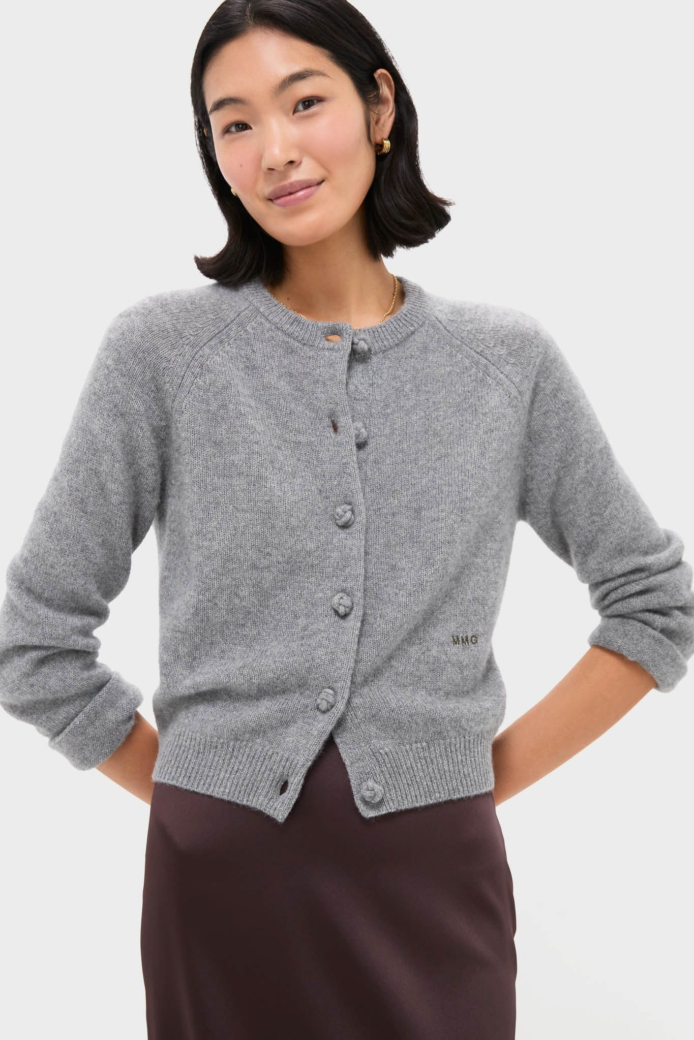 Gray Knot Button Cashmere Cardigan | Tuckernuck (US)