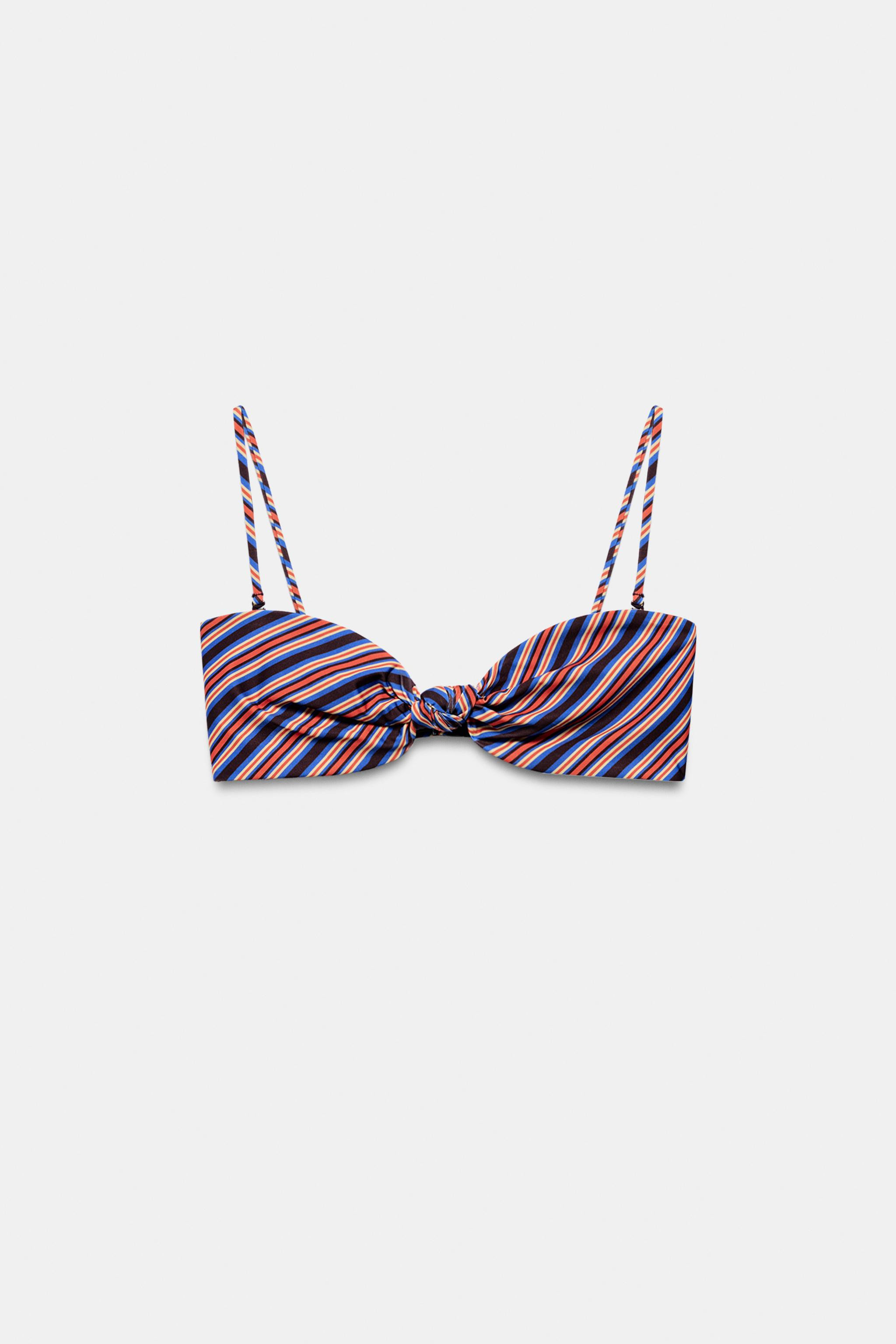 STRIPED KNOT BANDEAU BIKINI TOP | Zara US