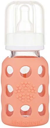 Lifefactory Glass Baby Bottle with Stage 1 Nipple and Protective Silicone Sleeve Cantaloupe, 4 Oz | Amazon (US)