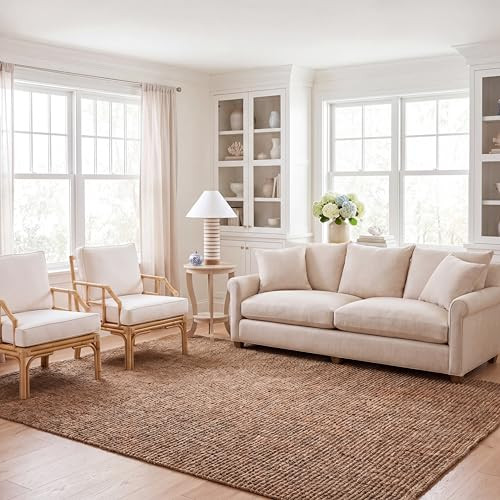 SAFAVIEH Area Rug 9x12 - Natural Fiber Collection - Large - Natural Brown, Handmade Jute, Farmhou... | Amazon (US)