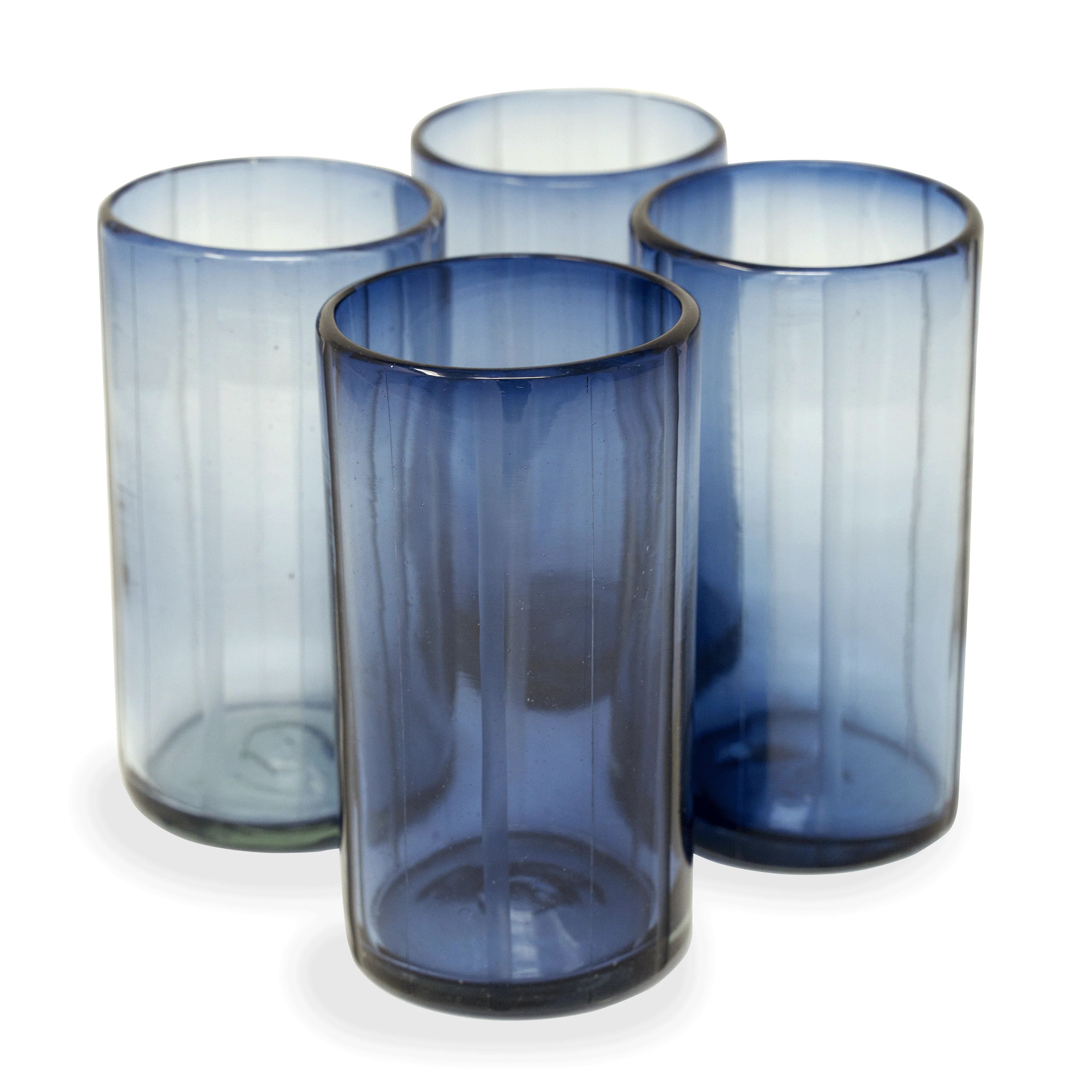 Striped Water Glass in Smokey Blue | Half Past Seven