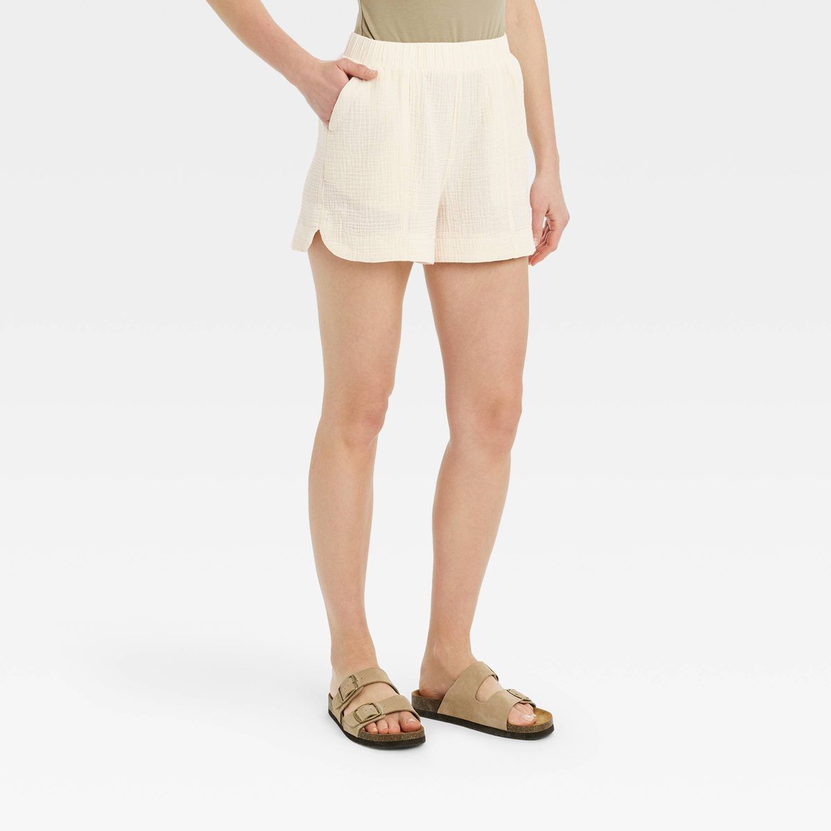 Women's High-Rise Pull-On Shorts - Universal Thread™ Cream XS | Target