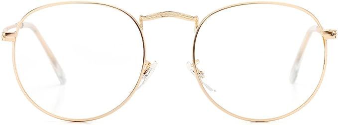 AZORB Round Clear Lens Glasses Circle Metal Frame Non-Prescription Eyeglasses for Men Women | Amazon (US)