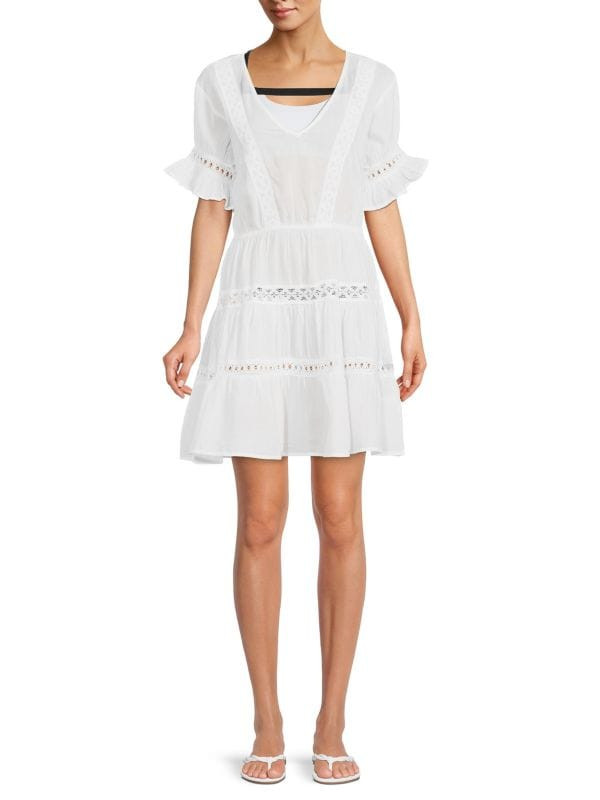 Puff Sleeve Tiered Cover Up Dress | Saks Fifth Avenue OFF 5TH