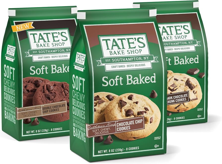 Tate's Bake Shop Soft Baked Cookies Variety Pack, 3 Flavors, 3 Bags | Amazon (US)