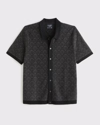 Jacquard Pattern Button-Through Sweater Polo | Abercrombie & Fitch (US)