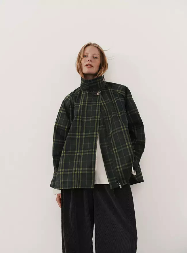 Buy Green Check Print Technical Parka Jacket L | Coats | Tu | Tu Clothing