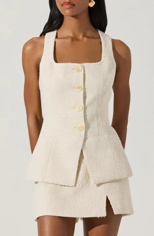 ASTR the Label Brunelle Tweed Vest in Oatmeal at Nordstrom, Size X-Small | Nordstrom