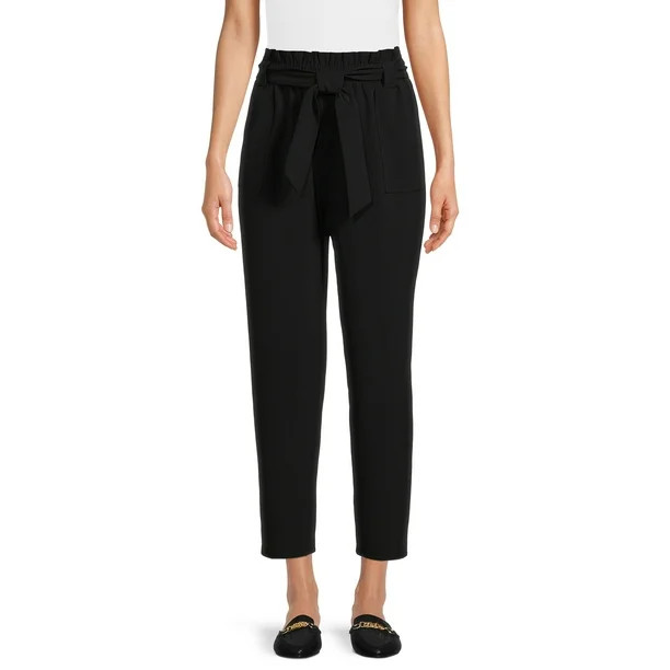 Nine.Eight Women’s Cropped Paper Bag Waist Pants | Walmart (US)