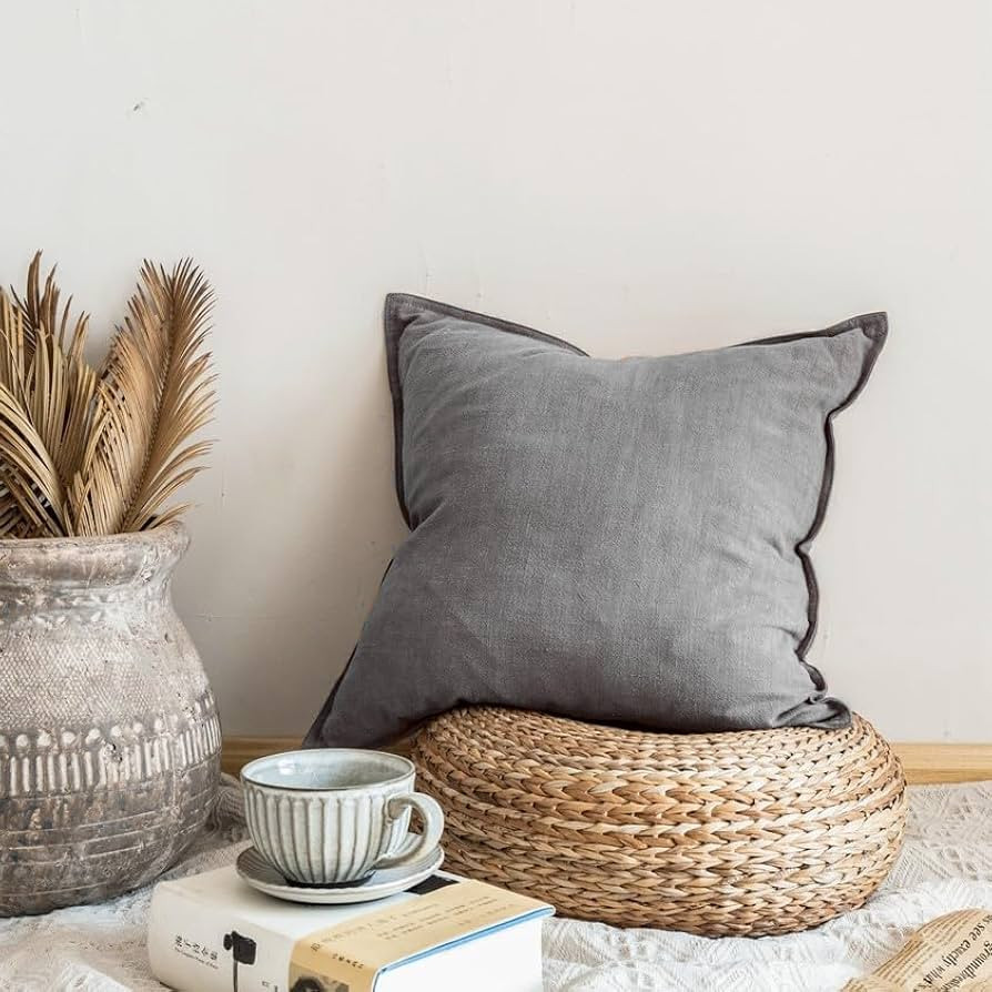 InsifoHome Gray Linen Throw Pillow Covers Soft Farmhouse Pillow Covers for Couch Sofa Bed, 18 x 1... | Amazon (US)