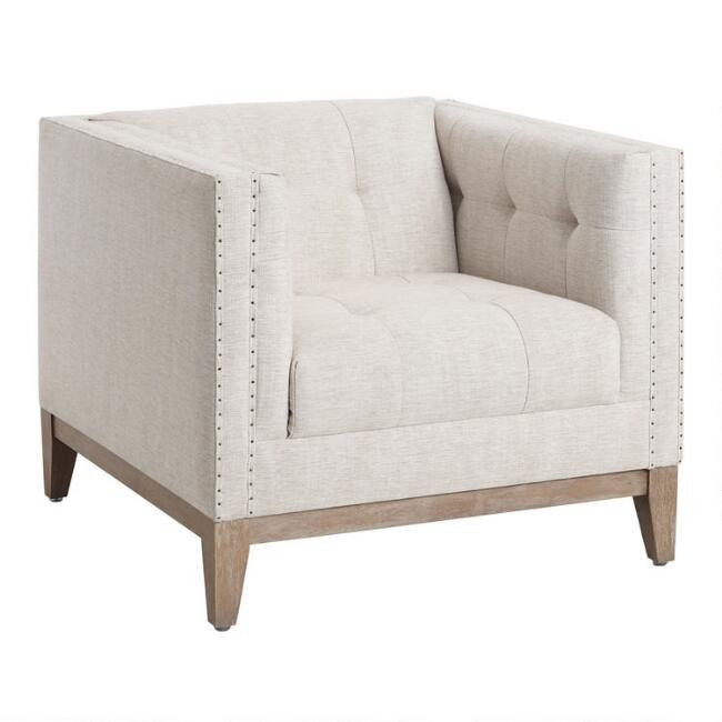 Taupe Tufted Nail Head Myles Armchair | World Market