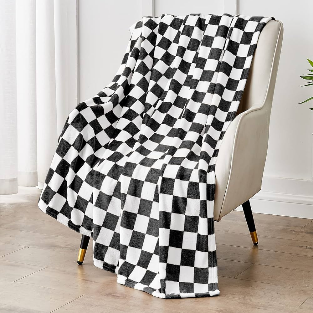 Checkered Blanket Flannel Throw Blankets Soft Cozy Checkered Grid Print Chessboard Gingham Patter... | Amazon (US)