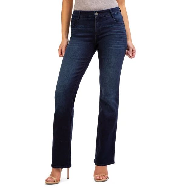 Jordache Women’s Mid Rise Bootcut Jeans, Regular and Short Inseam | Walmart (US)