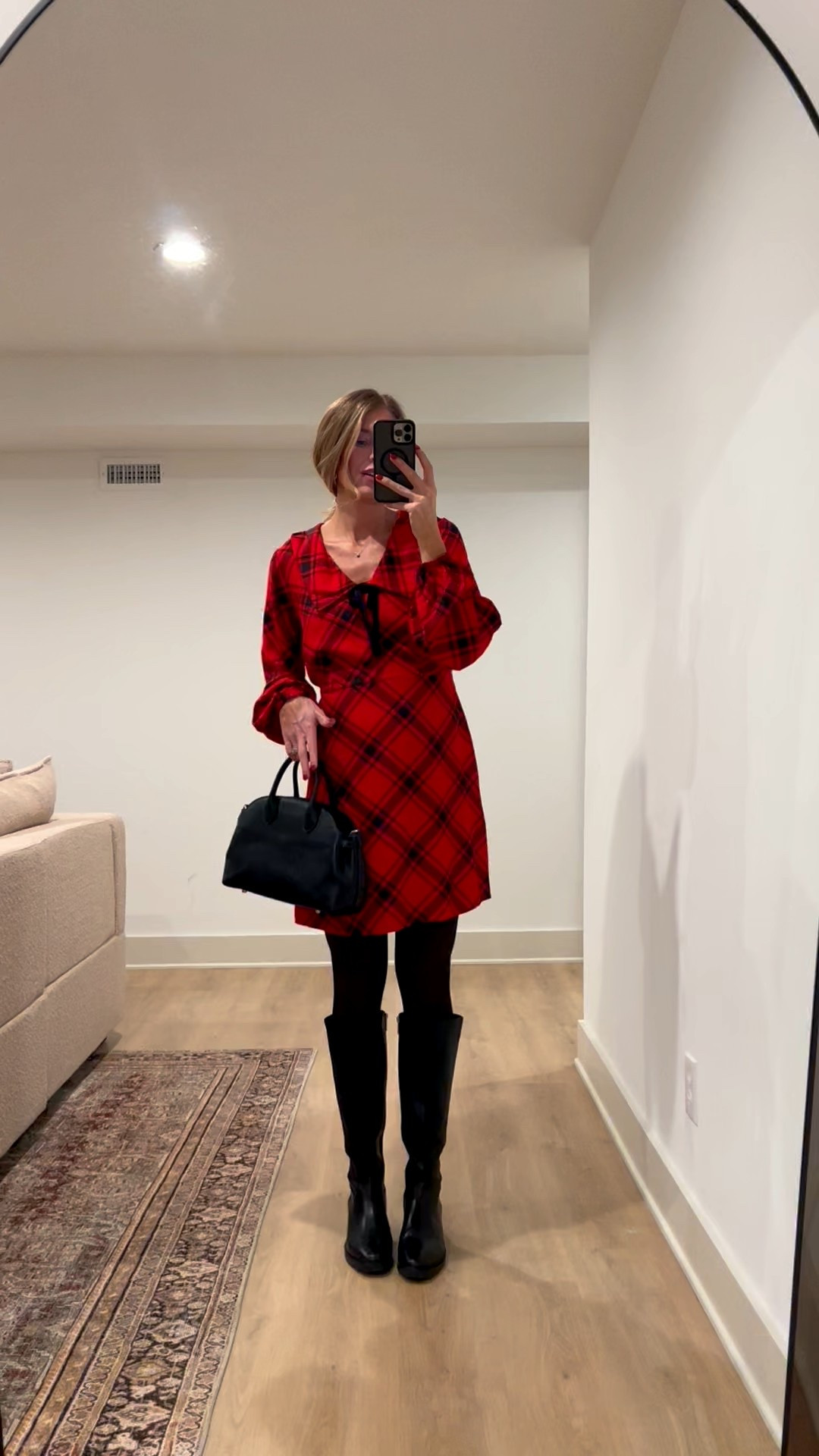 Ways to wear waterproof riding boots during the holidays. 
They also come in a brown suede version that is waterproof too.  Super comfy and practical. Run tts. I’m a true 10.5 and that size doesn’t really exist so I got an 11
Sizing for everything: 
All tops run TTS.  Wearing my usual medium
The “tights” im wearing are actually FLEECE LINED LEGGINGS that come in TALLS!! Wearing L/XL for bump Very stretchy and long enough!
Size medium tall in coat to layer thick sweaters under 
Size small in fur coat.
Sized down to 4 in skirt (would be a 2 without a bump)
Small tall in red plaid dress. 
Skinny jeans run tts and SUPER stretchy.  Longs available
Tried to link as many similar lower cost options to as many pieces as I could find (under the similar section)

Leather boots, winter boots, black leather boots, holiday outfits, tall girl friendly, bump friendly, New York Outfits, Nordstrom 

#LTKHoliday #LTKSeasonal #LTKTall