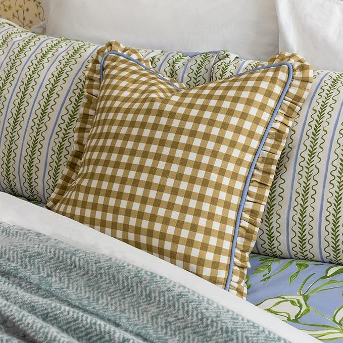 furn. Maude Gingham Cotton Piped Cushion Cover, Gold | Amazon (CA)